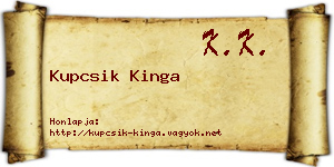 Kupcsik Kinga névjegykártya